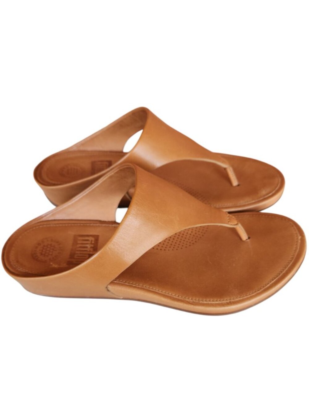 FitFlop Banda Brown Leather Toe Post Sandals Womens Size 7 Comfort Flip Flops - Picture 5 of 8